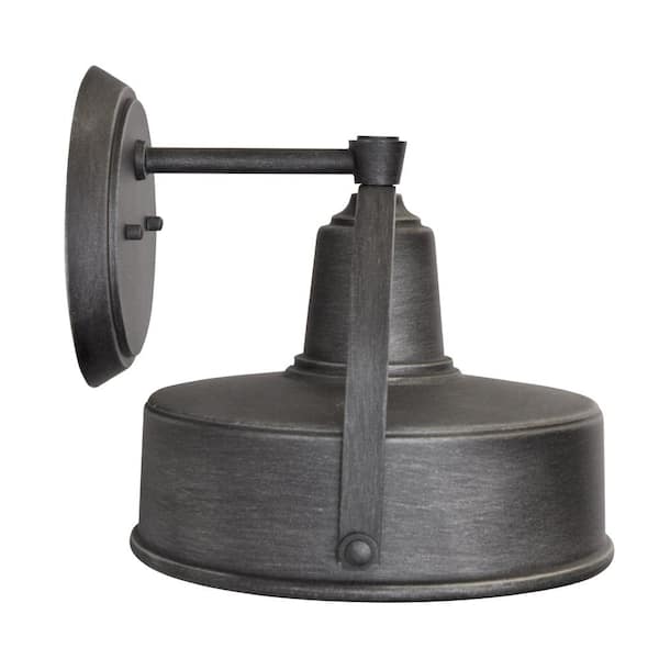 Designers Fountain - Portland Weathered Pewter Dark Sky 1-Light Outdoor Line Voltage Hardwired Porch Light Wall Sconce with No Bulb Included