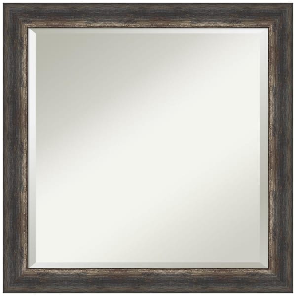 Amanti Art Bark Rustic Char Narrow 23.5 in. H x 23.5 in. W Framed Wall Mirror