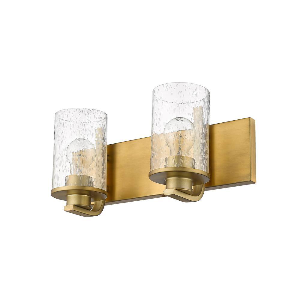 Beckett Olde Brass 2-Light Vanity with Clear Seedy Glass
