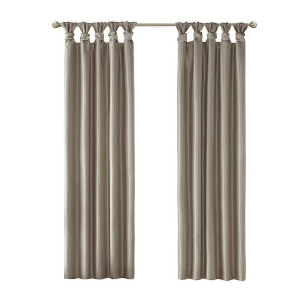 Natalie Pewter Polyester 50 in. W x 95 in. L Twist Tab Total Blackout Curtain (Single Panel)