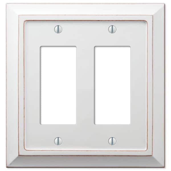 AMERELLE Savannah 2 Gang Rocker Wood Wall Plate - White