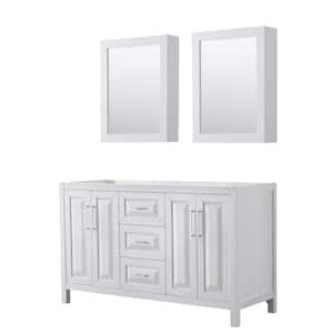 Daria 59 in. Double Bathroom Vanity Cabinet Only with Medicine Cabinets in White