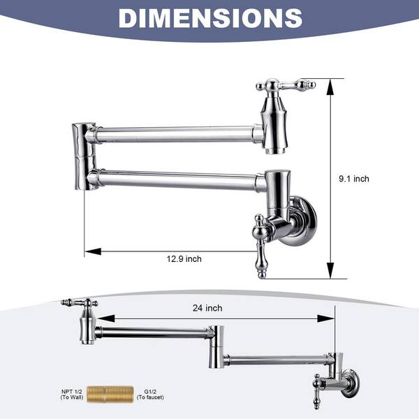 Delta Arctic Stainless 2-Handle Wall-Mount Pot Filler Handle Kitchen Faucet (Deck Plate Included) Delta Arctic Stainless 2-Handle Wall-Mount Pot Filler Handle Kitchen Faucet (Deck Plate Included)
