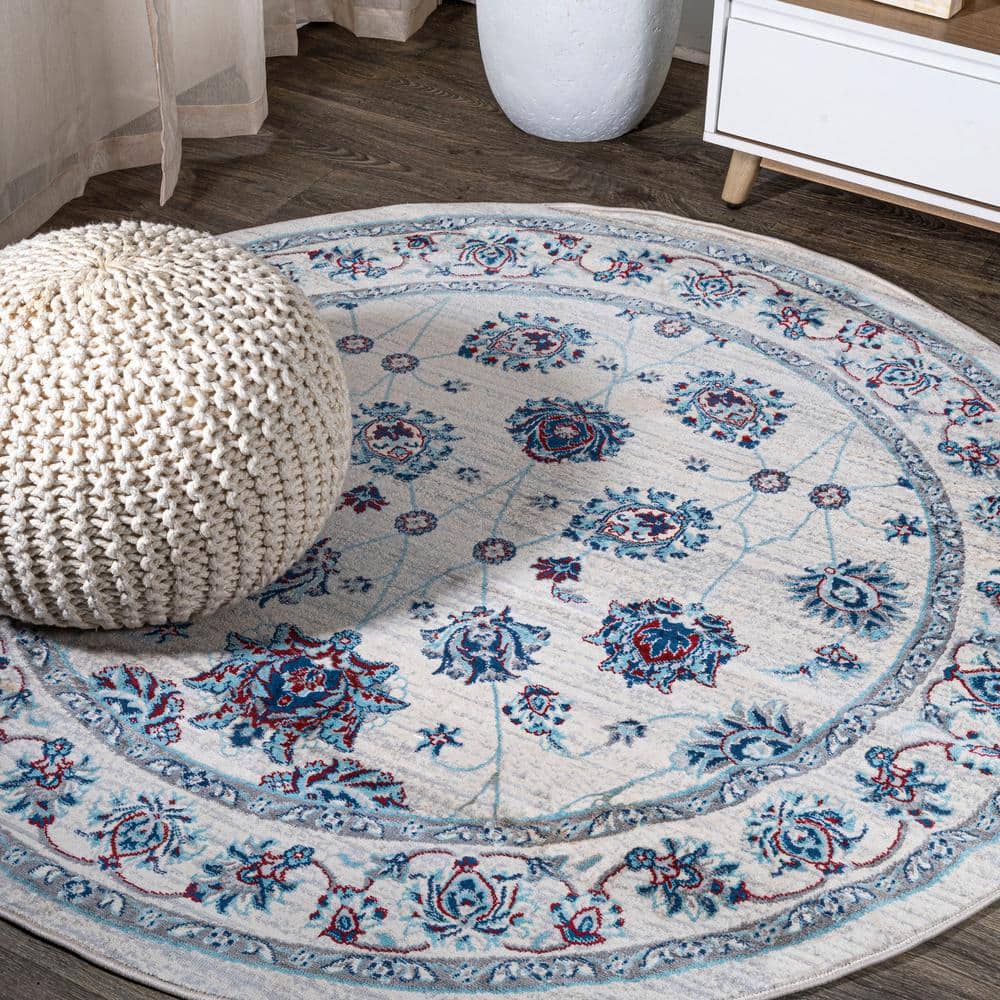 Modern Persian Vintage Moroccan Traditional Ivory/Blue/Red 6' Round Area Rug price history on PriceWatchPro