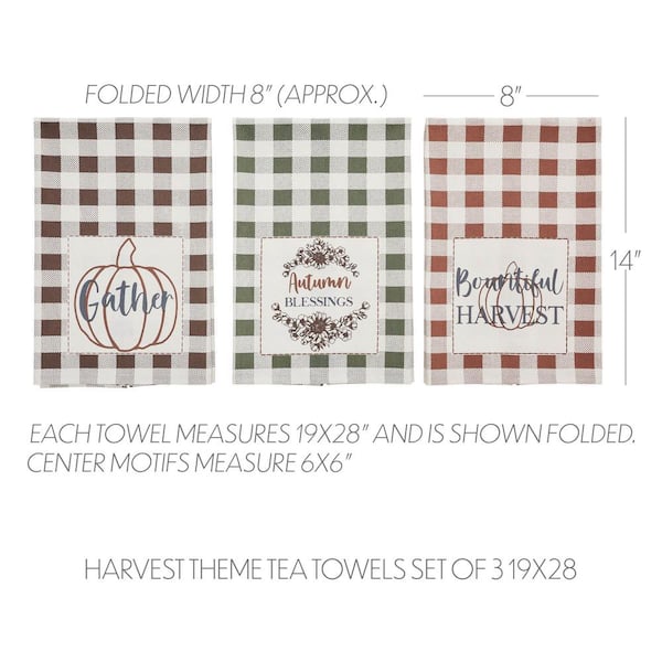 VHC BRANDS Bountifall Multi Colored Seasonal Plaid Harvest Pumpkin Muslin  Cotton Kitchen Towel Set (Set of 3) 84058 - The Home Depot