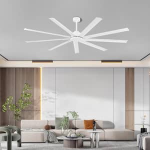 84 in. 9 Blades Indoor Ceiling Fan in White with Remote