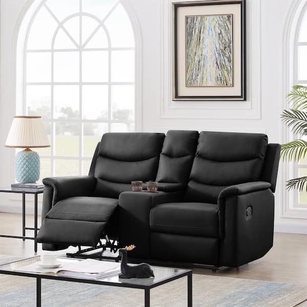 Manual Reclining Loveseat, Sofa Loveseat Set With Cup Holders On