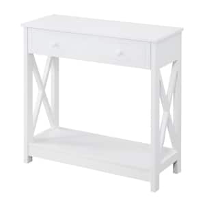 Oxford 31.5 in. White Rectangle MDF Console Table with Drawer and Shelf