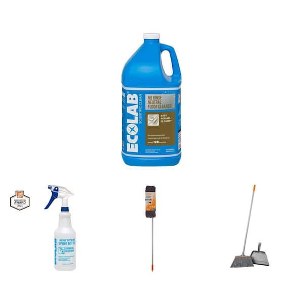 22 in. Microfiber Flip Mop, 15 in. Angle Broom and Dustpan, 32 oz. Spray Bottle, 1 Gal. Floor Cleaner Combo