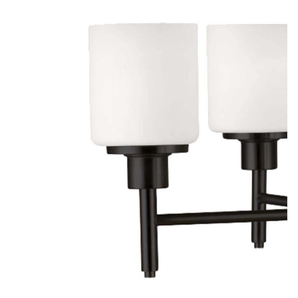Aubrey Matte Black 5-Light Chandelier with White Frosted Glass Shades