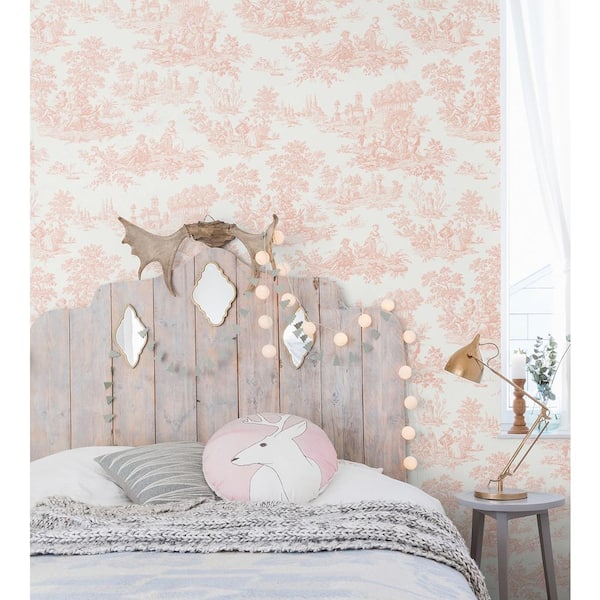 Blush Chateau Toile Vinyl Peel and Stick Wallpaper Rolll (Covers 30.75 sq. ft.)