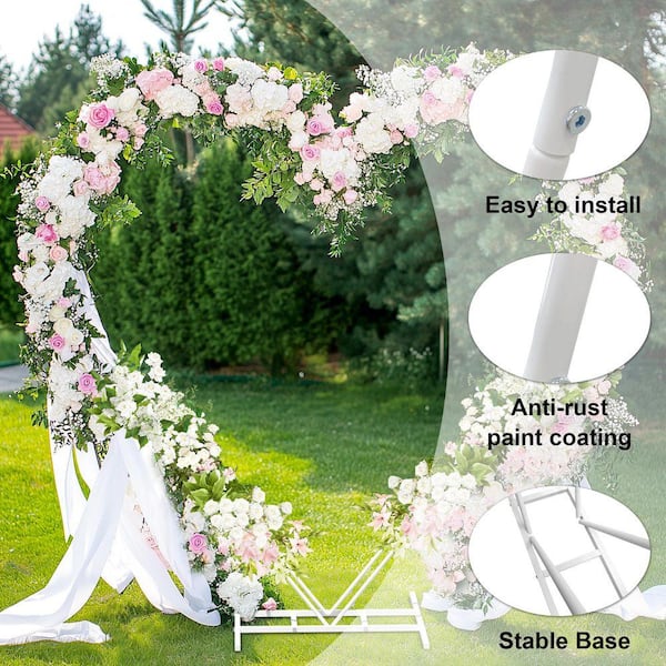 AESOME 81.5 in. x 78.7 in. Heart-Shaped White Metal Arbor