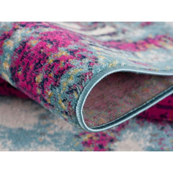 Savannah 2' x 2' (Exact Size: 2'3" x 2') Mid-Century Modern Doormat Rug, Purple Orange, Abstract