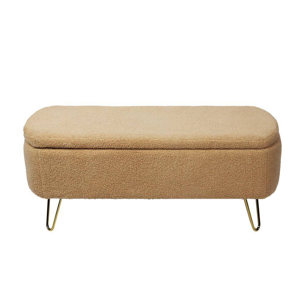 Modern 39.37 in. Brown Polyester Upholstered Storage Ottoman Bedroom ...