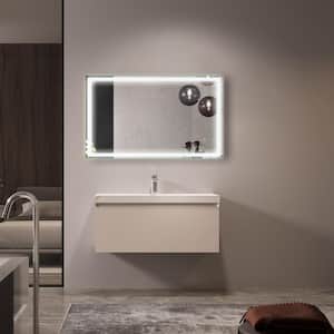 40 in. W x 24 in. H Rectangular Frameless Wall Mount Bathroom Vanity Mirror in Silver with LED