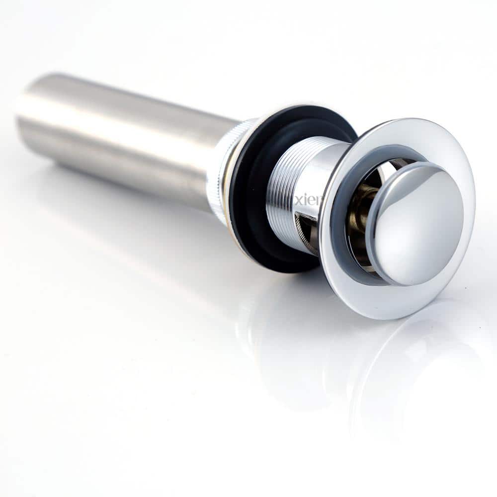 Chrome Bathroom Sink Push Pop-Up Drain Stopper with Overflow