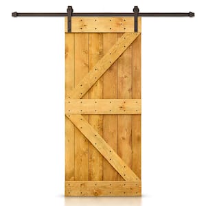 Distressed K Series 26 in. x 84 in. Colonial Maple Stained DIY Wood Interior Sliding Barn Door with Hardware Kit