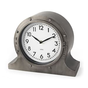 Camden Gray Distressed Metal Porthole Table Clock