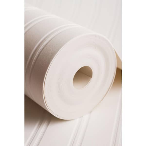 Graham & Brown - White Vinyl Pre-Pasted Moisture Resistant Wallpaper Roll (Covers 56 Sq. Ft.)