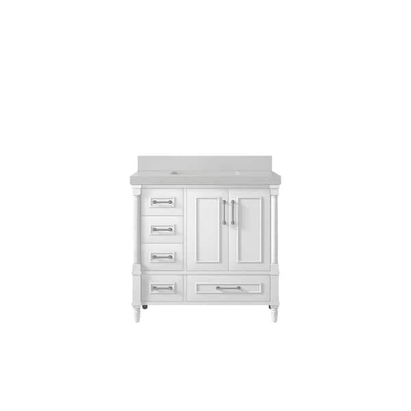 Willow Collections Hudson 36 in. W x 22 in. D x 36 in. H Single Sink Bath Vanity Center in White with 2 in. Carrara Quartz Top