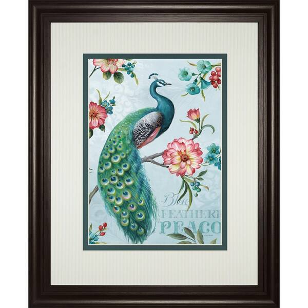 Classy Art 34 in. x 40 in. "Blue Feather Peacock" by Lisa Audit Framed Printed Wall Art