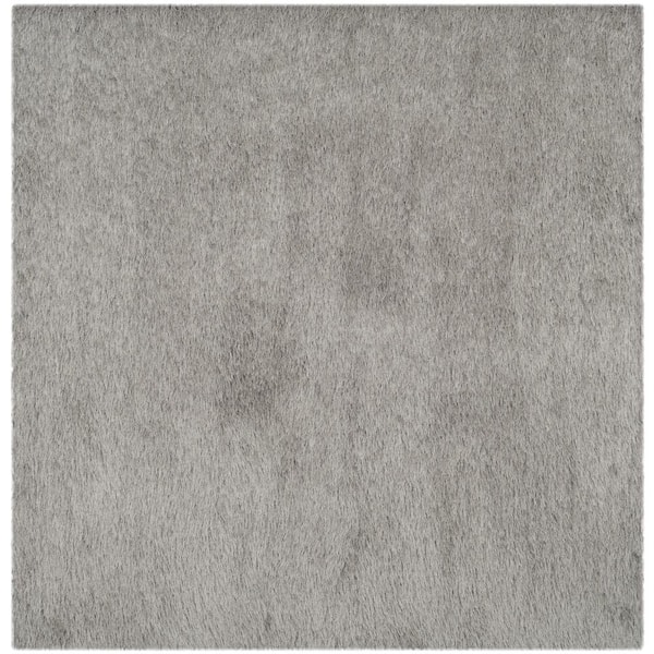 SAFAVIEH Venice Shag Silver 6 ft. x 6 ft. Square Solid Area Rug