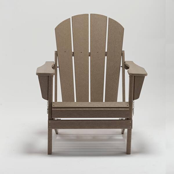 Wildaven Classic Coffee Folding Plastic Outdoor Adirondack Chair for Garden Porch Patio Deck Accent Furniture