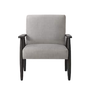 Elana Grey/Black Upholstered Linen Arm Chair With Square Arm