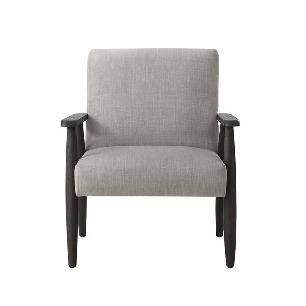 Rustic Manor Elana Grey/Black Upholstered Linen Arm Chair With Square Arm