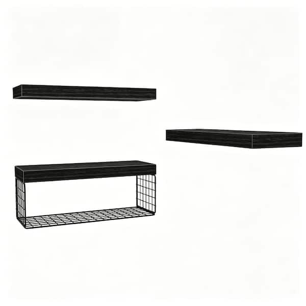 15.7-in. W x 6-in. D x 1.5-in. H Black Ready-to-Assemble Floating Shelf