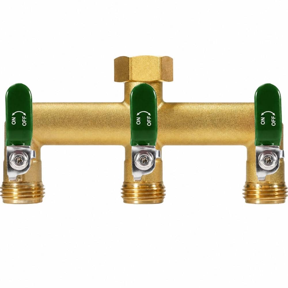 Heavy-Duty 3-Way Brass Garden Hose Splitter Manifold Valve with Extended Handles, 3/4 Inch Inlet Splitter price history on PriceWatchPro