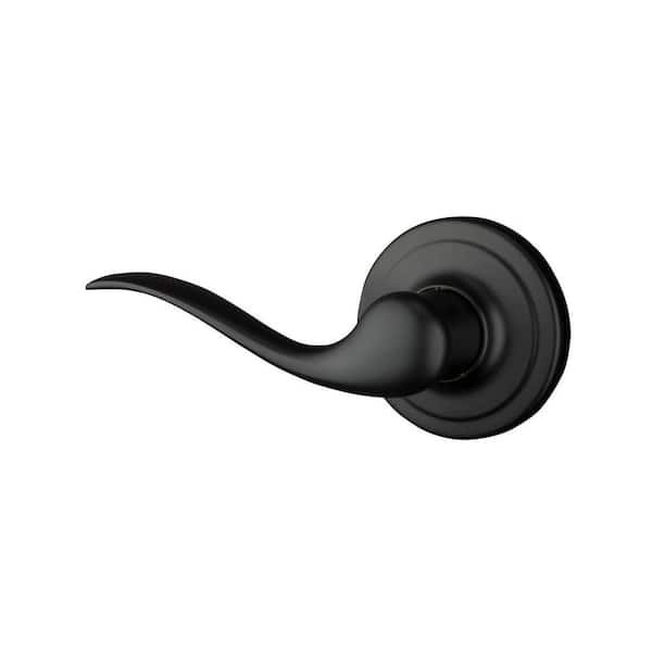 Kwikset Tustin Matte Black Left-Handed Half-Dummy Door Lever with Microban Antimicrobial Technology