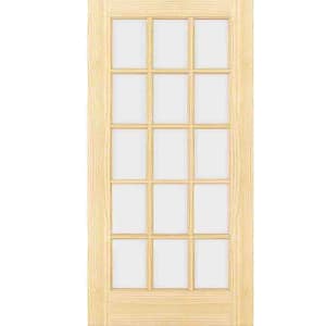 80 in. x 30 in. 15-Lite Unfinished Clear Glass French Interior Door Slab