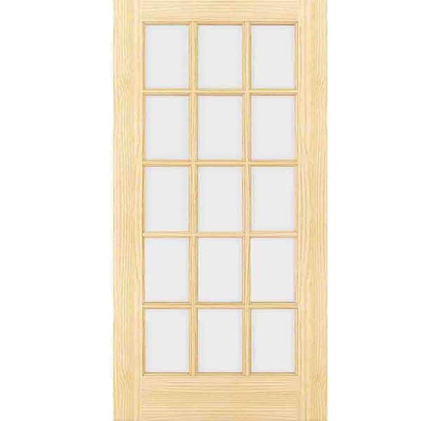 Kimberly Bay 80 in. x 30 in. 15-Lite Unfinished Clear Glass French Interior Door Slab