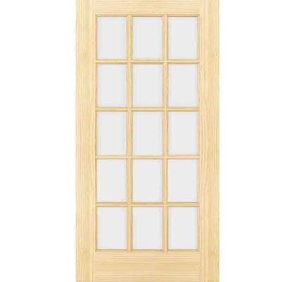 National Door Company ZZ09308L Primed Wood Prehung In-Swing Interior Double  Door, Clear Glass, 15 Lite, Left Hand, 60 x 80 