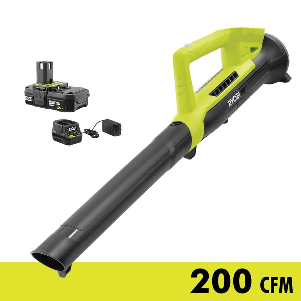 RYOBI ONE+ 18V 90 MPH 200 CFM Cordless Battery Leaf Blower/Sweeper with 2.0 Ah  Battery and Charger P2190 The Home Depot
