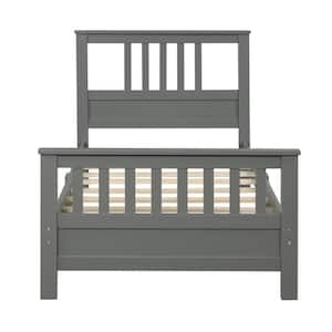 Tiana 43.3 in. Gray Wooden Twin Platform Bed Frame with Headboard