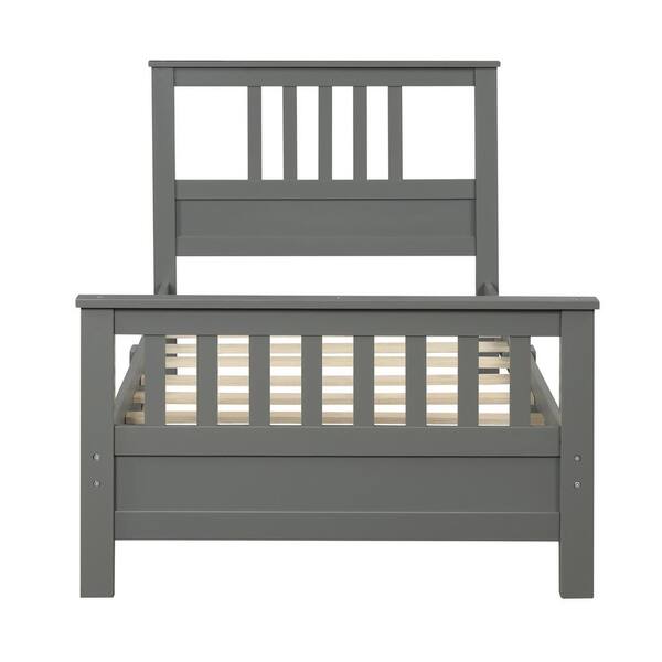 Utopia 4niture Tiana 43.3 in. Gray Wooden Twin Platform Bed Frame with Headboard