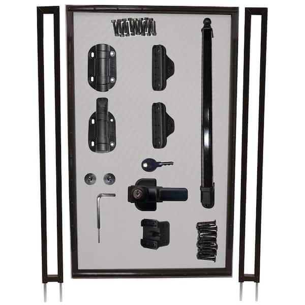 2.5 ft. W x 5 ft. H Pool Fence DIY Gate in Brown with Self-Closing, Self-Latching Hardware and Flat Top