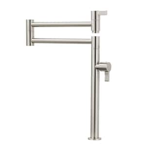 Standing Deck Mounted Pot Filler with Knob Handle in Brushed Nickel