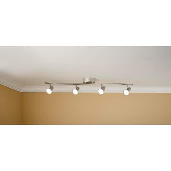 Hampton Bay Kenmont 4 ft. 4-Light Brushed Nickel Integrated LED Wave Fixed Track Lighting Kit