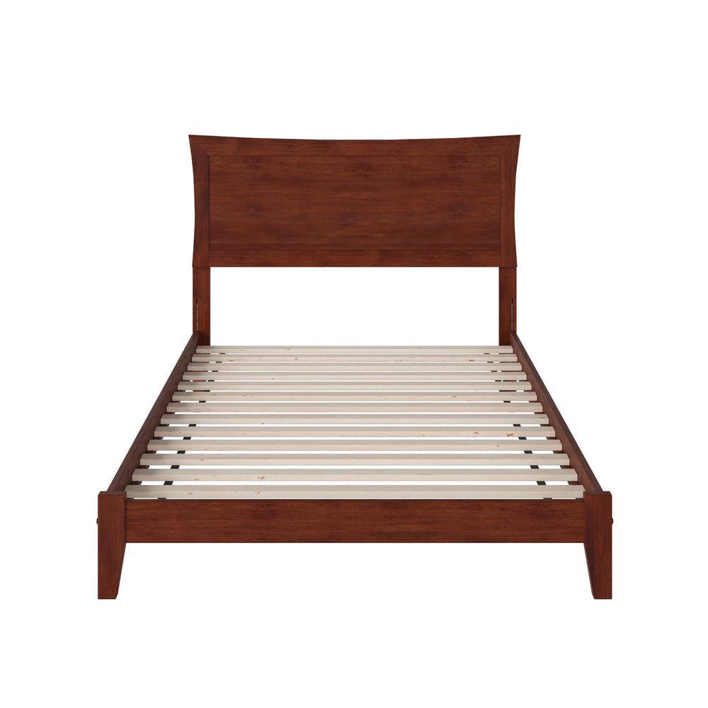 Walnut Full Wood Platform Bed with Headboard and Slats