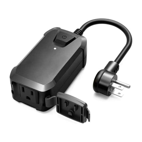 Outdoor Smart Dimmer Plug w/Voice and App Control 400-Watt Max, IP44, No Hub Required for String and Table Lights, Black