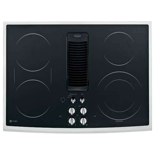 GE Profile 30 in. Glass Ceramic Downdraft Radiant Electric Cooktop in Stainless Steel with 5 Elements