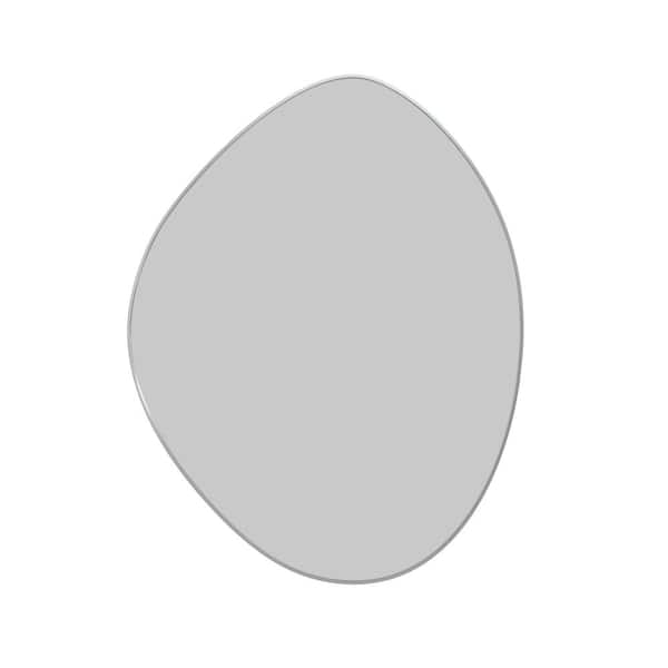 Starla 28 in. W x 36 in. H Framed Pebble Shape Bathroom Vanity Mirror in Brushed Nickel