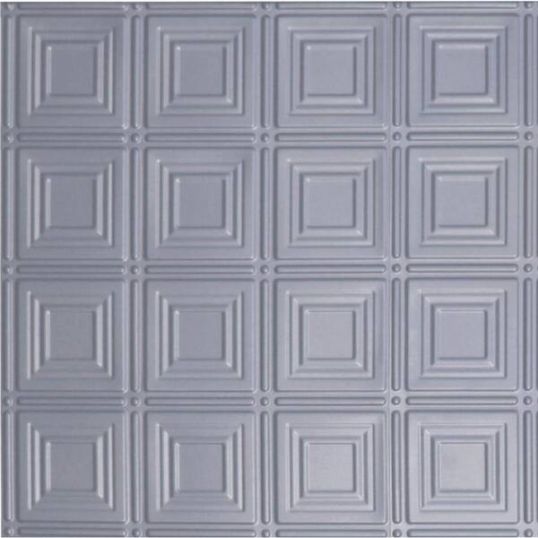 Global Specialty Products Dimensions 2 ft. x 2 ft. Nickel Lay-in Tin Ceiling Tile for T-Grid Systems