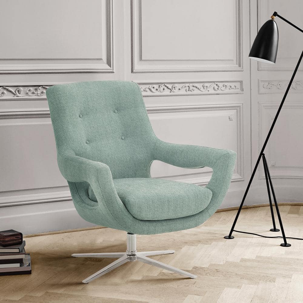 Quinn Contemporary Adjustable Swivel Accent Chair in Polished Steel Finish 