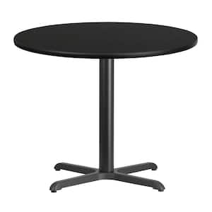 Stiles Round Black Wood 36 in. Pedestal Dining Table - Seats 4