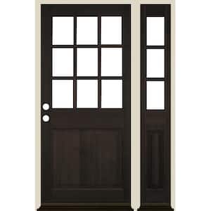50 in. x 80 in. Right Hand 9-Lite with Beveled Glass Black Stain Douglas Fir Prehung Front Door Right Sidelite