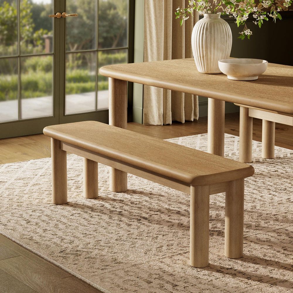 Alvia 58 in. Dining Bench in Weathered Oak